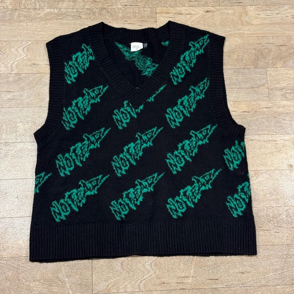No Fear Jackets & Blazers - H&M x No Fear Jacquard Knit Sweater Vest Oversized All Over Print Size Large